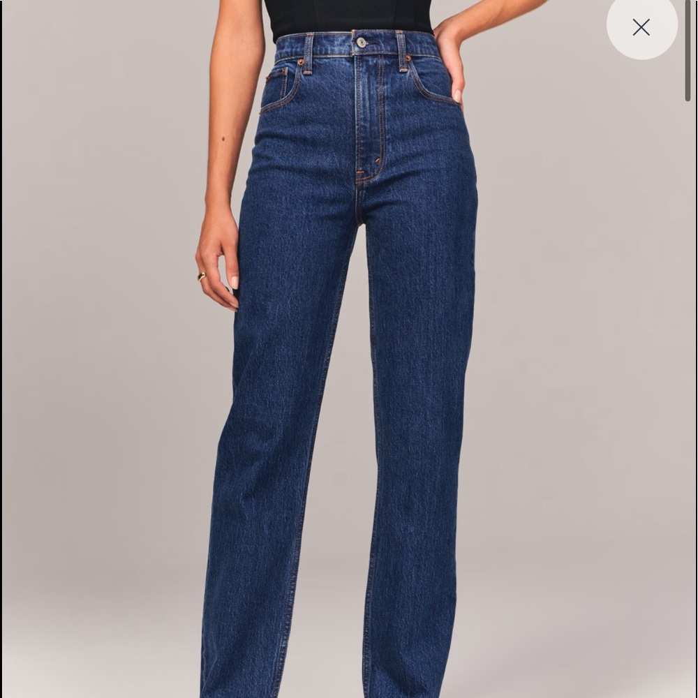 Abercrombie Ultra High Rise 90s Straight Jean Dark 24